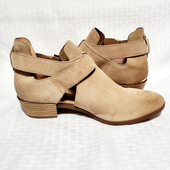 MICHAEL KORS Mercer Buckled Khaki Suede Leather Ankle Boots Size 7 - Picture 5 of 16
